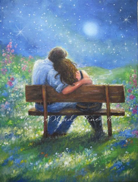 Loving Couple Art Print Lovers in Moonlight Hugging - Etsy