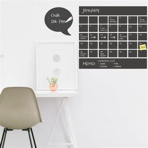 Chalkboard Wall Calendar with Memo - Vinyl Wall Decal | Chalkboard wall calendars, Vinyl wall ...