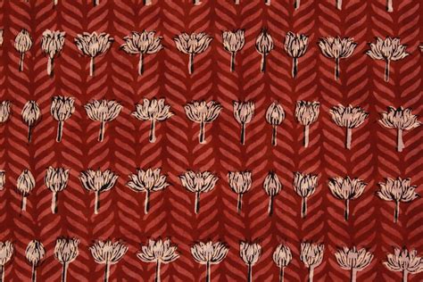 Red Bagru Hand Block Printed Cotton Fabric – Weaves of Tradition