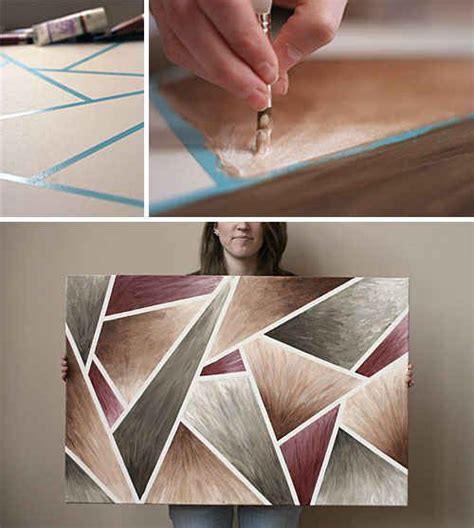 Abstract Paint With Masking Tape | Diy wall artwork, Diy canvas art ...