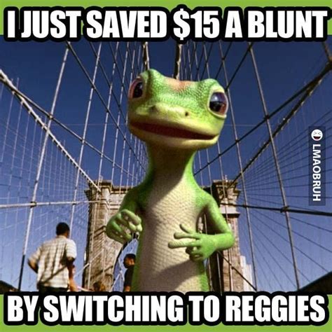 Geico Gecko knows how to save you 15 dollars a blunt. Pinterest Humor ...