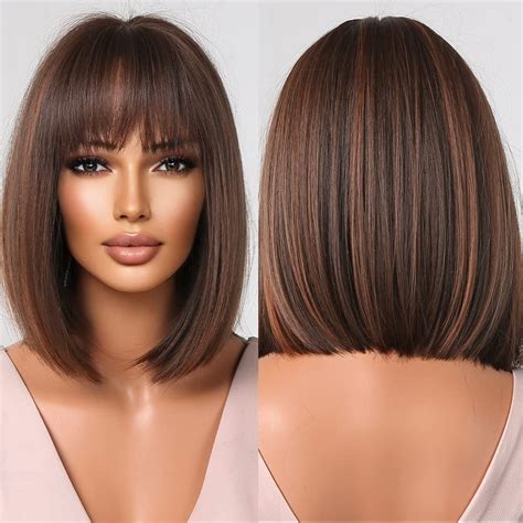 Amazon.com : Allbell Brown Short Bob Wigs for Black Women Mixed Brown ...