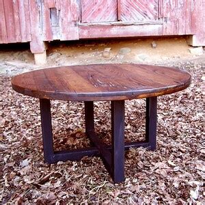 Round Coffee Table Wormy Chestnut Table Metal Coffee Table - Etsy
