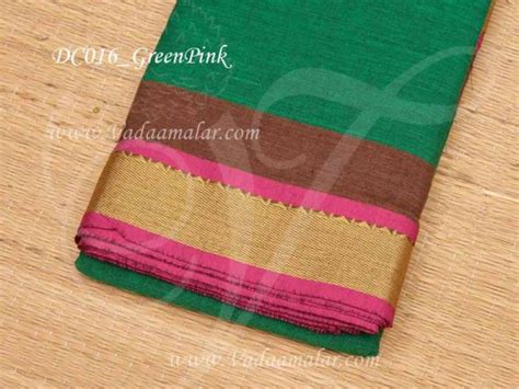 Green with Pink Odissi Dance Practice Saree Pure Cotton 6 Meters