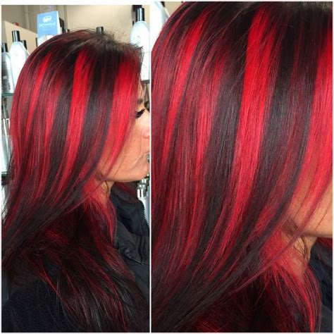 Chunky red Highlights von @hairbyangelaalberici Long Island NY # ...