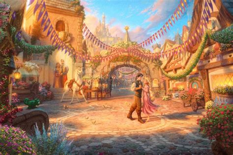 Rapunzel Dancing in the Sunlit Courtyard, by Thomas Kinkade Studios - Village Gallery