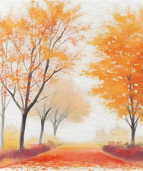 Premium AI Image | Watercolor Painting of Autumn Trees