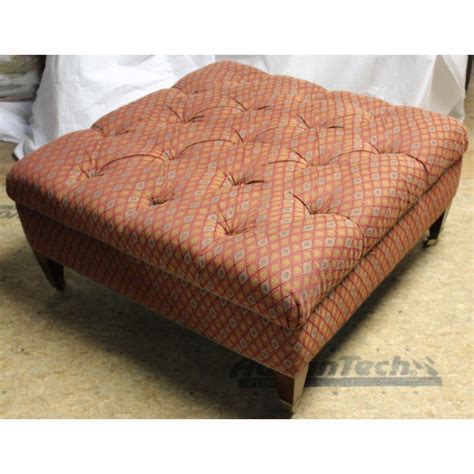 Custom Made Brown Tufted Ottoman | Chairish