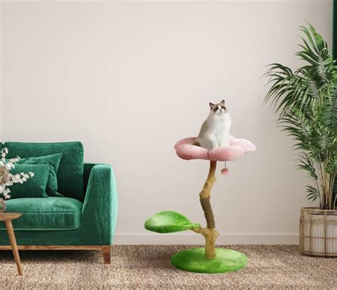 Modern Floral Cat Tree Wooden Cat Tower Modern Cat House - Etsy UK