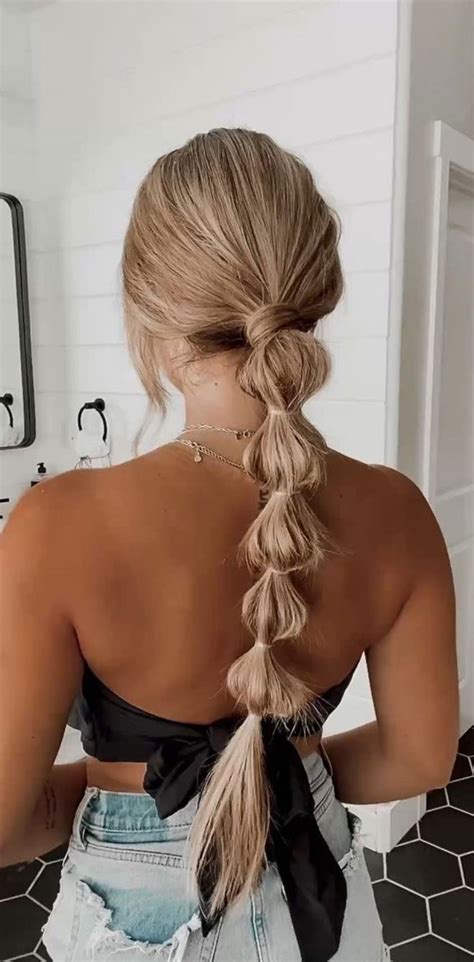 45 Cute Hairstyles for Summer & Beach Days : Blonde Bubble Braid