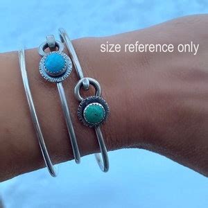 Rustic Turquoise Bracelet / Sterling Silver Bangle Bracelet / Gift for ...