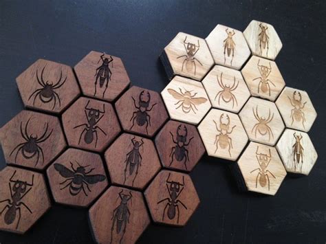 Custom Wood and Metal Hive Set (boardgame) | Board games, Hive game, Board games diy