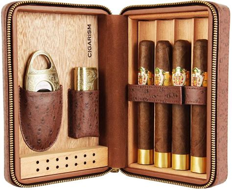 Cigarism Genuine Leather Cigar Travel Case Humidor Gift Set | Cigar ...