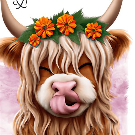 Highland Cow Tongue Sticking out · Creative Fabrica