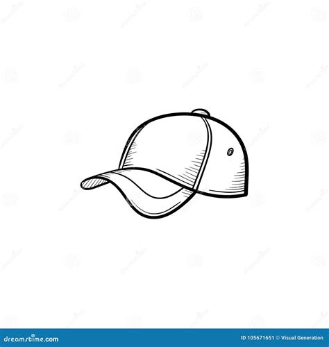 Baseball Hat Hand Drawn Sketch Icon. Stock Vector - Illustration of textile, outline: 105671651