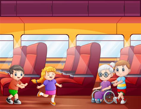 Cartoon illustration of several passengers in the train 7159513 Vector ...