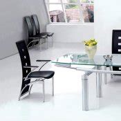 White Contemporary Glass Top Dinning Table with Extension Leaf