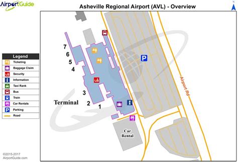 Asheville - Asheville Regional (AVL) Airport Terminal Map - Overview ...