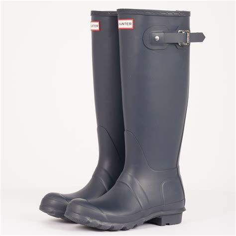 Hunter Womens Original Tall Wellington Boots (Navy) at Dandy Fellow