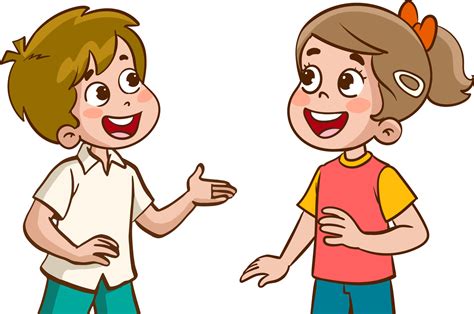 happy cute kids boy and girl talking each othercartoon vector 22098144 ...