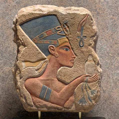 Egyptian art - Nefertiti Amarna period relief sculpture replica. 18th dynasty