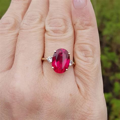 Ruby Engagement Ring Rose Gold Oval Ruby and Moissanite - Etsy