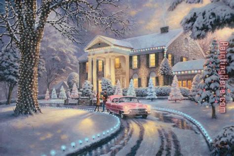 Thomas Kinkade Graceland Christmas painting anysize 50% off