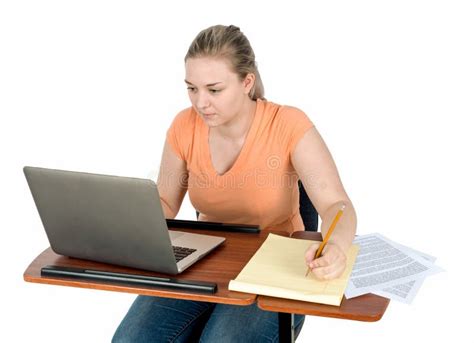 Young College Student Working on Laptop Computer Stock Photo - Image of background, computer ...