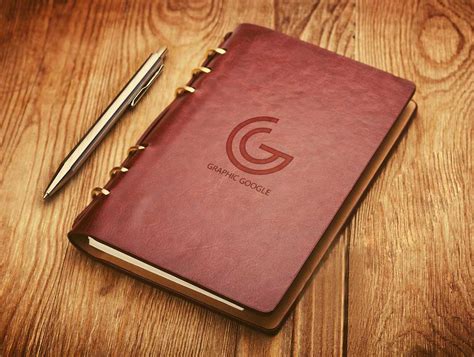 Leather Notebook Cover With Embossed Logo PSD Mockup - PSD Mockups