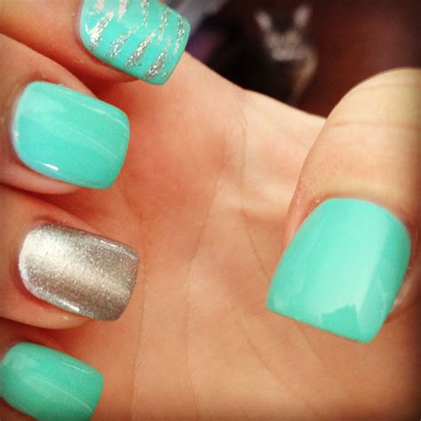 Pin by Aubree Alyssa on Nails | Silver nails, Turquoise nails, Prom nails