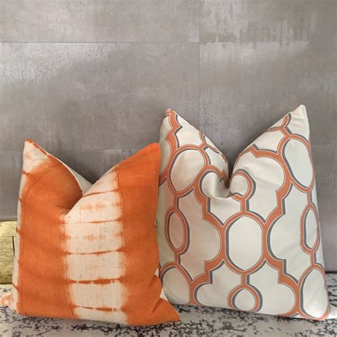 Orange and White Pillows Orange and Cream Pillow Covers | Etsy