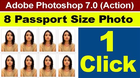 1 CLICK 8 PASSPORT SIZE PHOTO IN PHOTOSHOP |ACTION FREE DOWNLOAD - YouTube