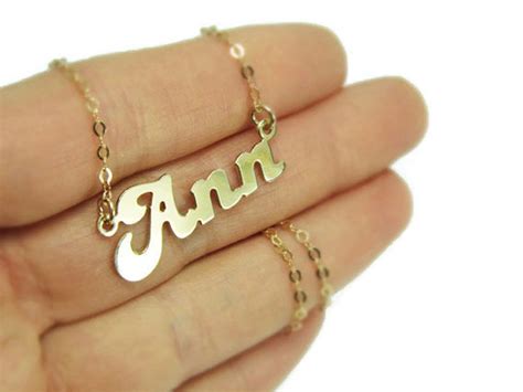 Gold Name Necklace. Sterling Silver Plated Gold. Personalized | Etsy