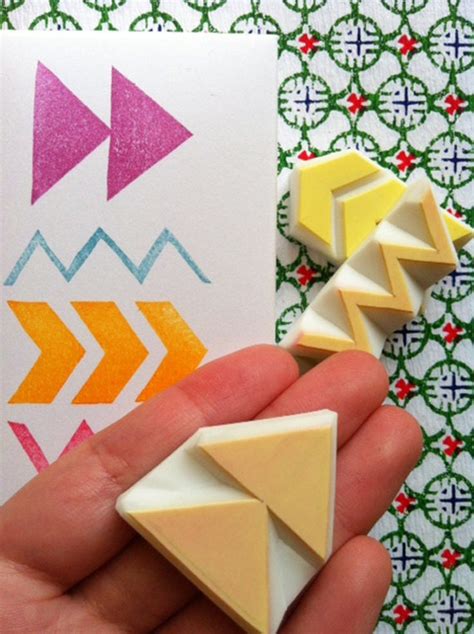 Geometric Pattern Rubber Stamp Set Chevron Arrow & Zig Zag | Etsy