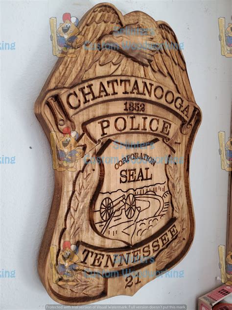 Chattanooga Tennessee Police Officer Badge 3D V CARVED Personalized ...