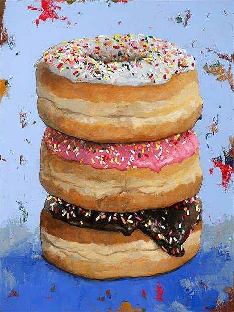 3 Donuts #2 by David Palmer | Donut art, Painted cakes, Food drawing