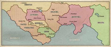 "Papers, Please": a map of the nations in the area of Arstotska in the ...