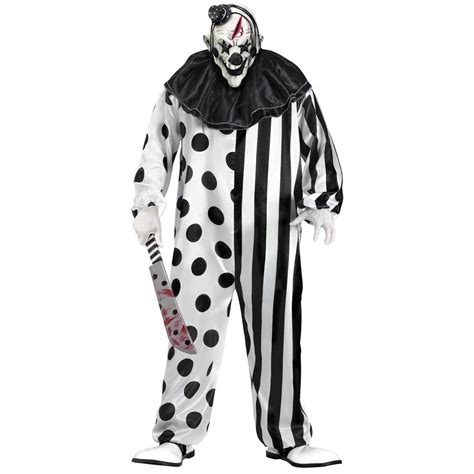 Adult black & white killer clown costume STD