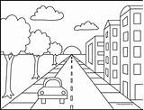 Easy Tutorial For A City With One Point Perspective Drawing sketch template