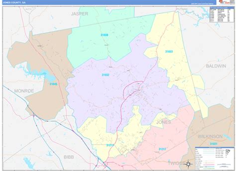 Jones County, GA Wall Map Color Cast Style by MarketMAPS - MapSales