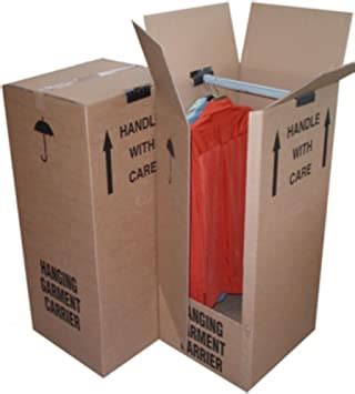 3 Tall Strong Wardrobe House Removal Moving Storage Boxes Containers With Garment Clothing ...