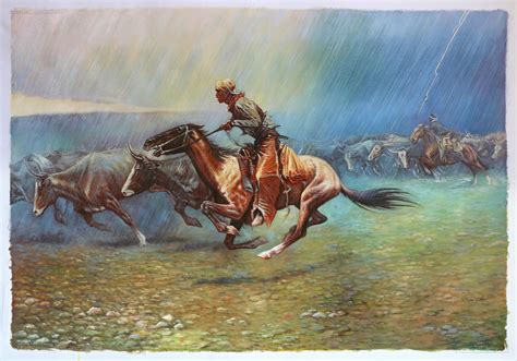 The Stampede - Frederic Remington Paintings