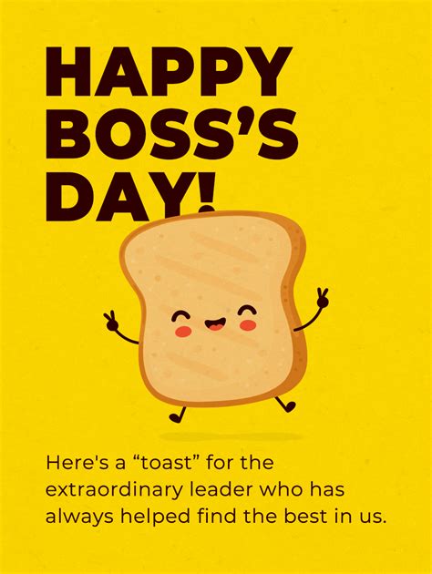 Wish a fantastic manager all the best with this happy toast Boss's Day greeting card! Card ...