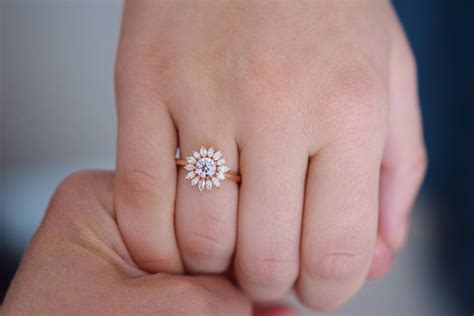 Flower engagement ring. Rose gold engagement ring 0.5ct Diamond ring 14k rose gold diamond ring ...