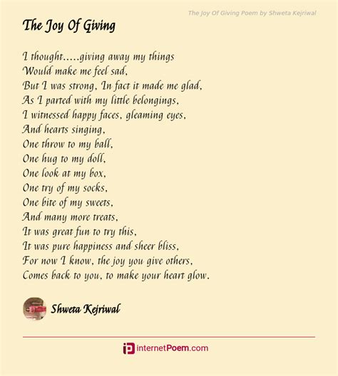 The Joy Of Giving Poem by Shweta Kejriwal