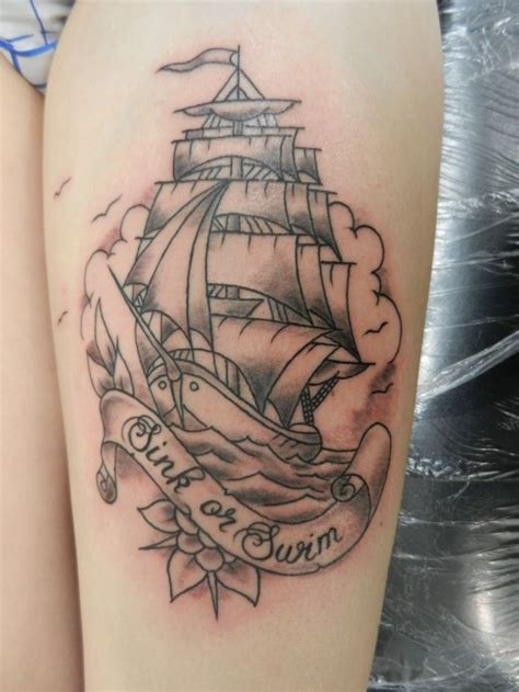 Old school ship tattoo 20/10/2014 | Ship tattoo, Tattoos, Picture tattoos