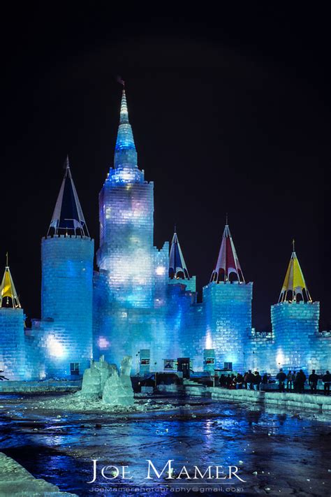 1992 St. Paul Winter Carnival Ice Palace at night. | Joe Mamer Photography