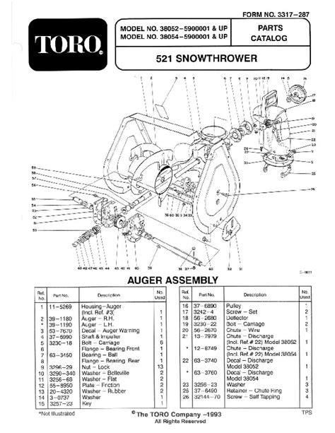 Toro 38052 521 Snowblower Manual, 1995