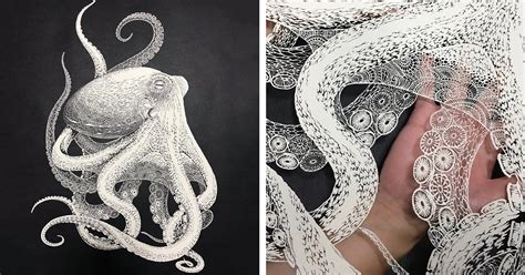 Kirie Artist Hand-Cuts Intricately Detailed Octopus Out of Paper