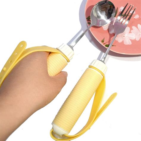 Easy Grip Eating Aids Spoon Fork Adaptive Eating Utensils Rotating ...